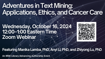 Promotional banner for Adventures in Text Mining event