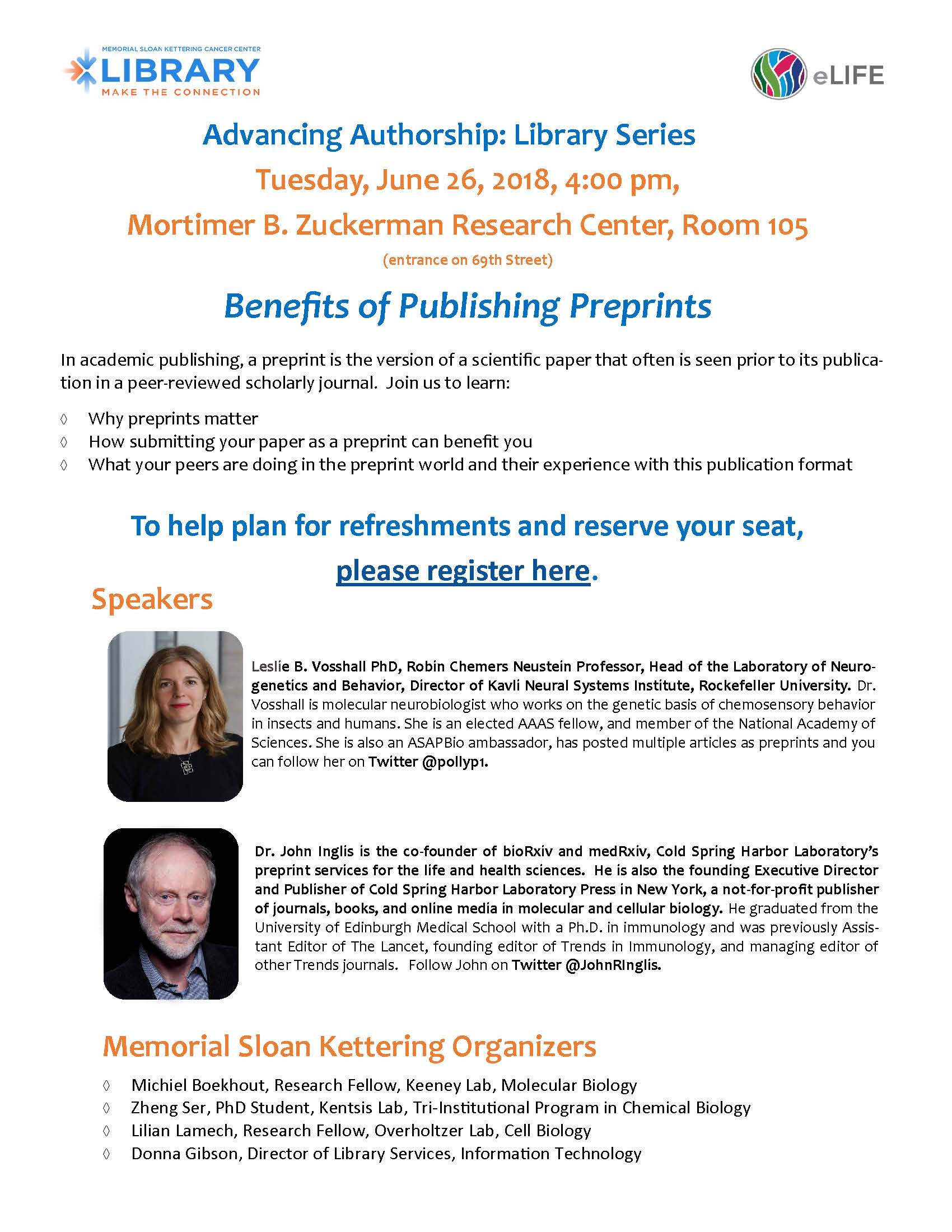 Benefits of Publishing Preprints Benefits of Publishing Preprints